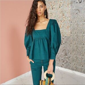 Ulla Johnson‎ Malie Denim peplum babydoll Top size 6